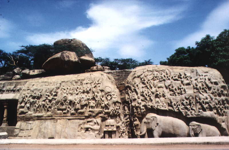Foto of world largest relief out of one granitblock in Mahabalipuram