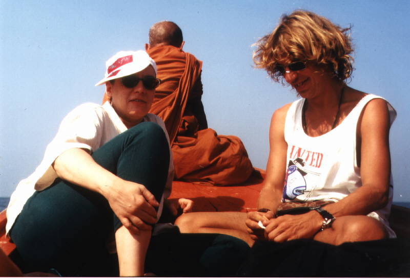 Buddhist-monk, Carsten's girl-friend Beate and me on the way to Koh Chang